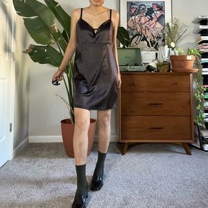H&M brown satin slip dress